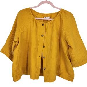 Madewell Mustard Yellow Gauze Cotton Blouse